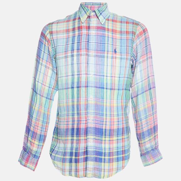 Ralph Lauren Multicolor Madras Check Linen Button Down Shirt M